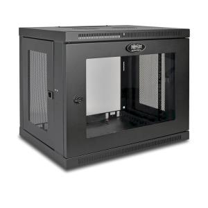 TRIPP LITE SmartRack 9U Low-Profile Switch-Depth Wall-Mount Rack Enclosure Cabinet with Clear Acrylic Window