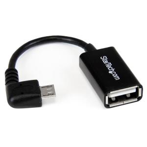 Micro USB Male To USB Female Otg Host Cable Right Angle - 5in