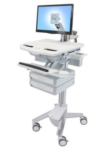 Styleview Cart With LCD Arm Non-powered 2 Drawers (white Grey And Polished Aluminum)