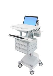 Styleview Laptop Cart SLA Powered 9 Drawers (white Grey And Polished Aluminum) Eu/sa