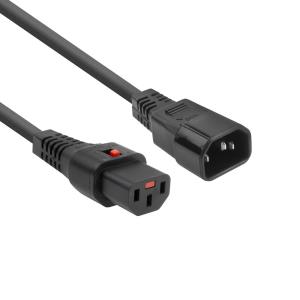 Powercord C13 IEC Lock - C14 Black 2m PC1021 5-Pk